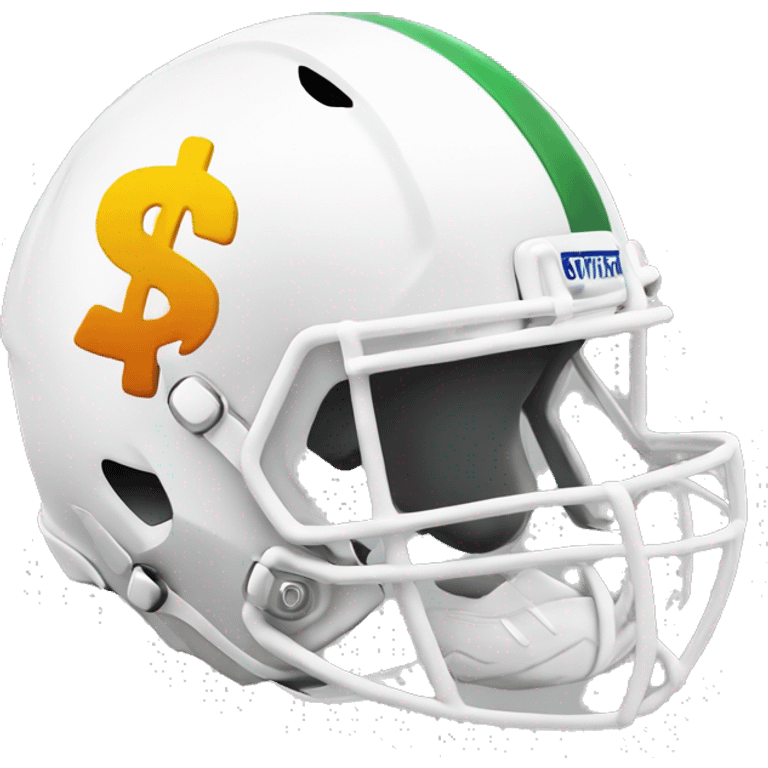 white football helmet with dollar sign on the side emoji