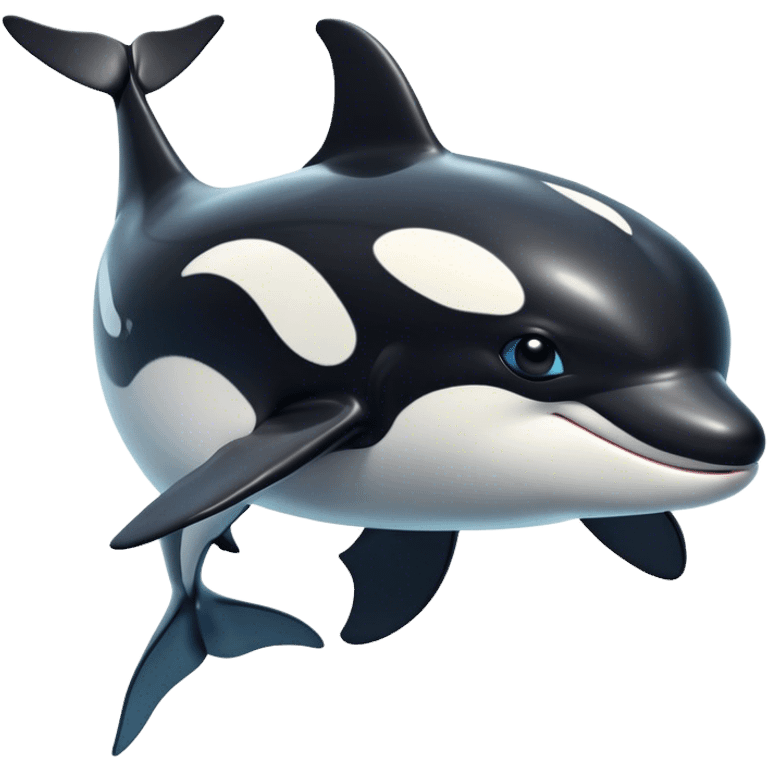 Cinematic Noble orca Portrait Emoji, Poised and majestic, with a sleek, streamlined black-and-white body, piercing intelligent eyes, and a powerful, commanding presence, Simplified yet sharp and sophisticated features, highly detailed, glowing with a soft oceanic radiance, high shine, intelligent and formidable, stylized with an air of deep-sea dominance, focused and alert, soft glowing outline, capturing the essence of an apex predator that appears ready to surge out of the waves with effortless authority! emoji