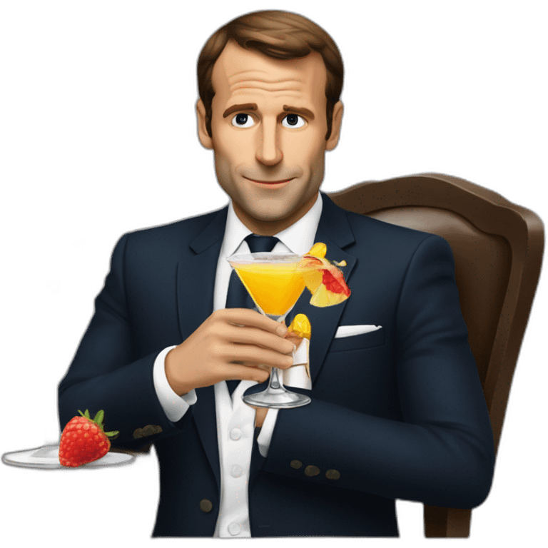 Macron drinking a cocktail emoji