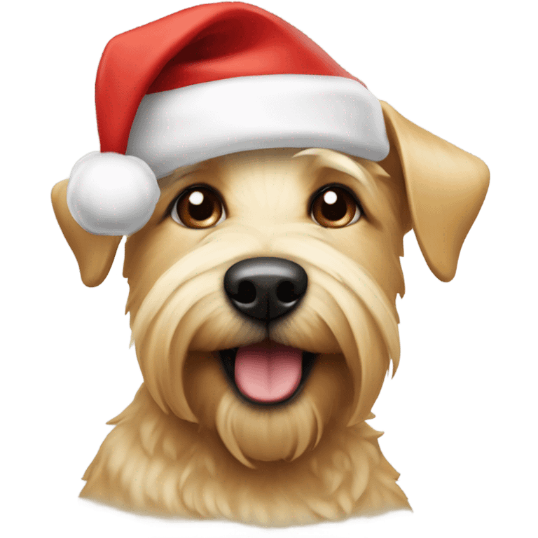 Blonde terrier with Santa hat emoji