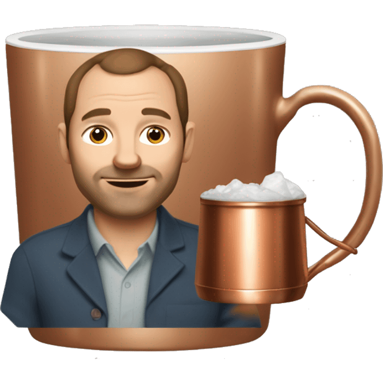 40 year old white guy with receding brown hair drinking a Moscow mule in a copper mug working on an iPad  emoji