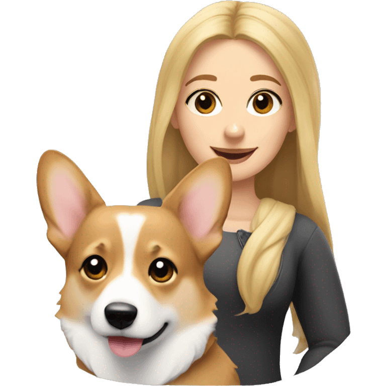 Welsh corgi and blonde girl  emoji