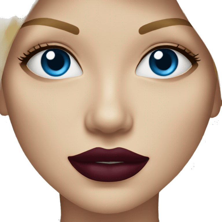 Blonde woman with blue eyes and burgundy lipstick emoji