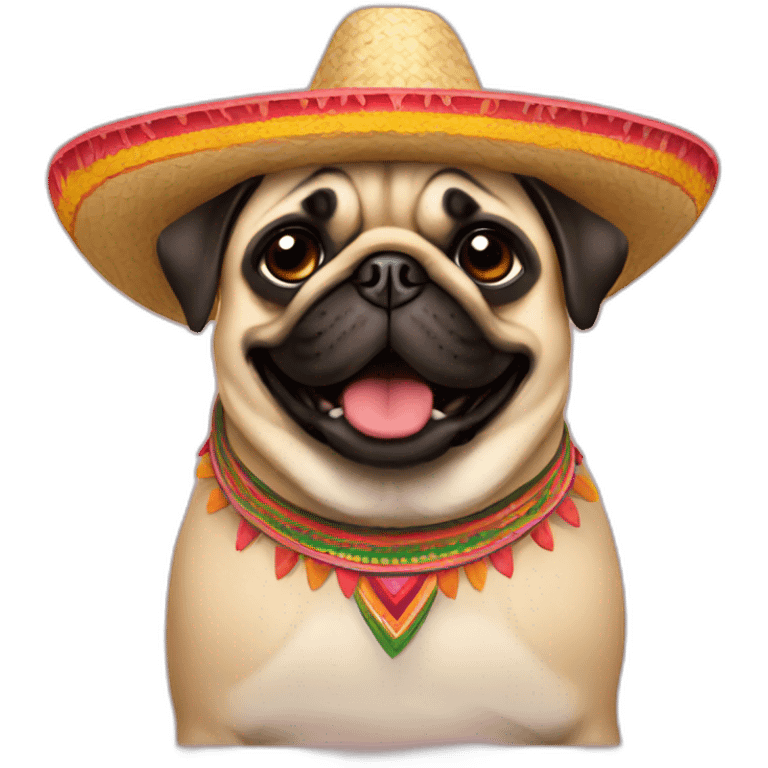 Pug smilingly with mexican hat emoji