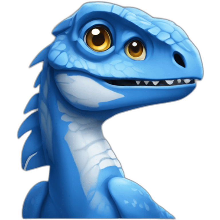 blue velociraptor thinking emoji