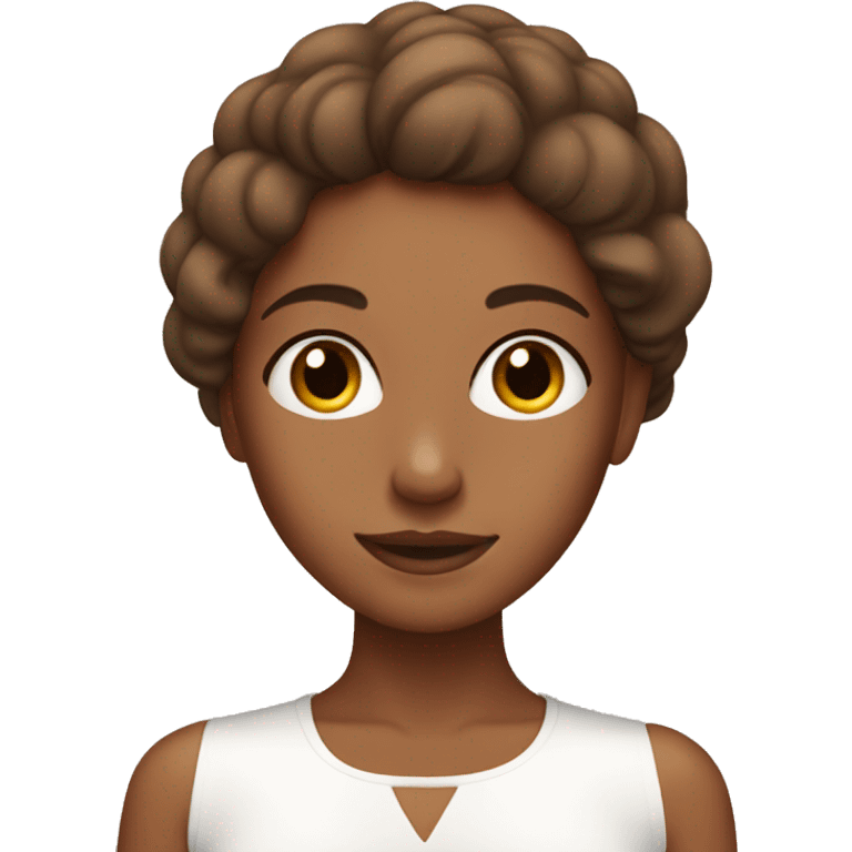 Tan girl with brown hair doing skincare emoji