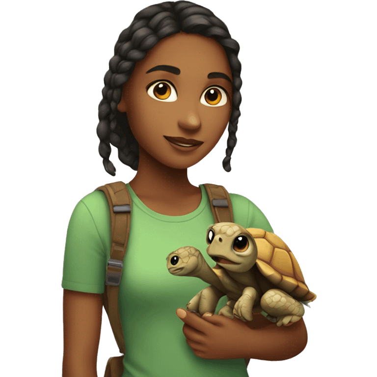 girl with tortise emoji