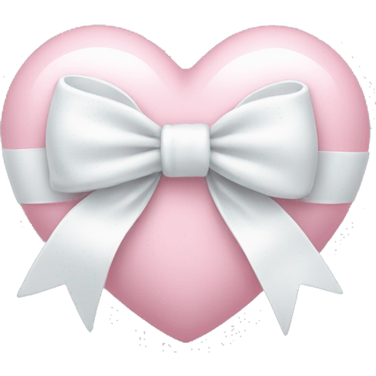 Pastel pink heart with white bow emoji