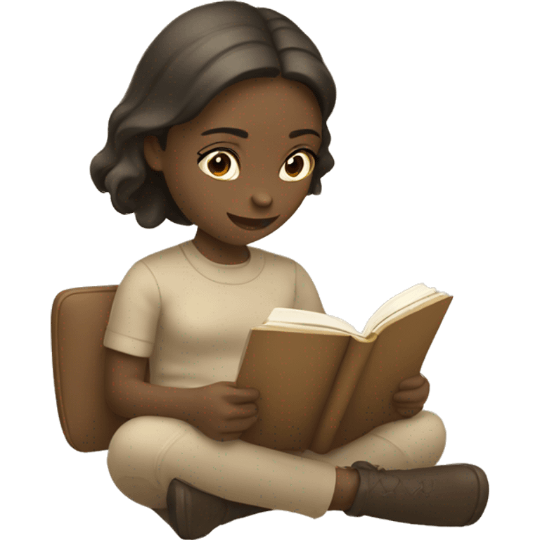 Girl reading a book. In beige tones  emoji