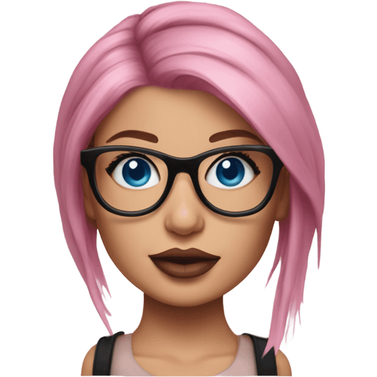 Hyper Realistic kylie jenner stylish pink hair BLUE eyes and glasses  emoji