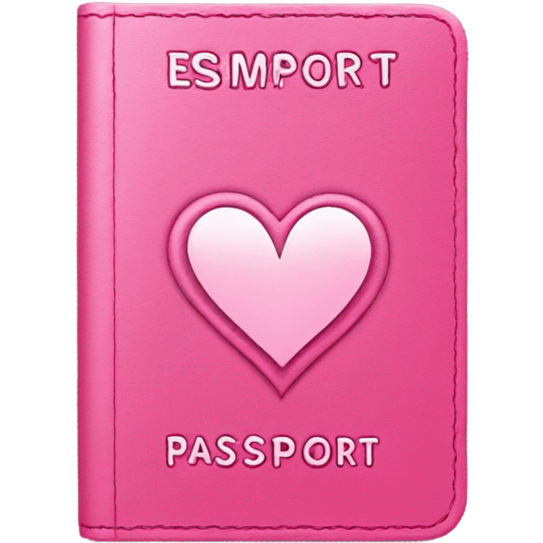 Pink passport with heart shaped stamp emoji