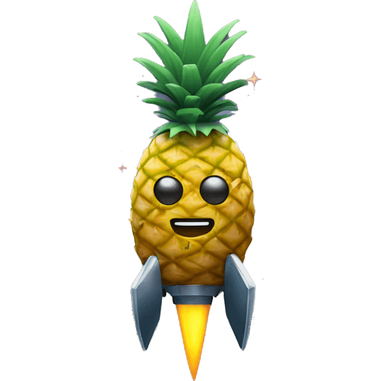 A pineapple in space on a rocket emoji