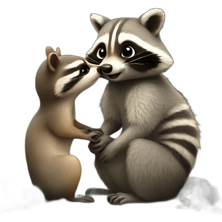 raccoon kissing an squirrel emoji