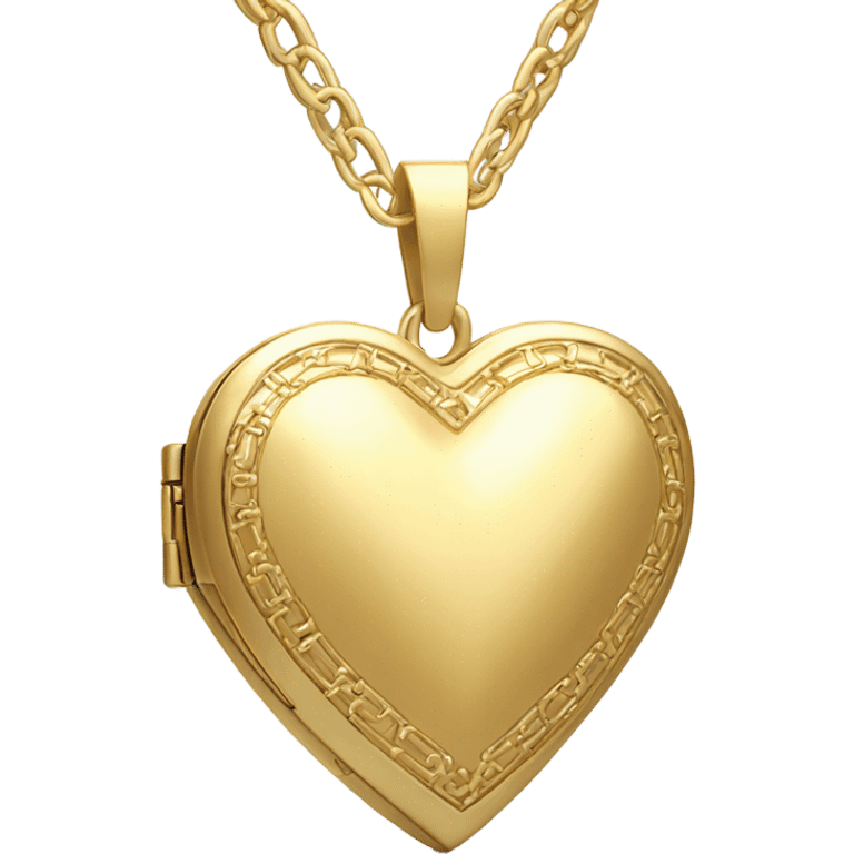 a gold heart shaped locket attached to thin gold chain  emoji