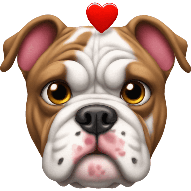 Bulldog with hearts emoji