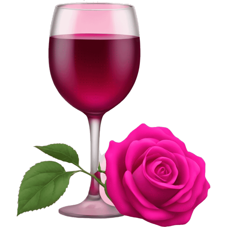 Pink rose and wine emoji