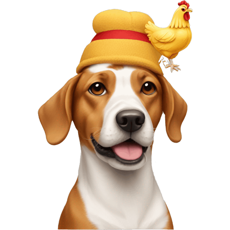 Dog with chicken hat emoji