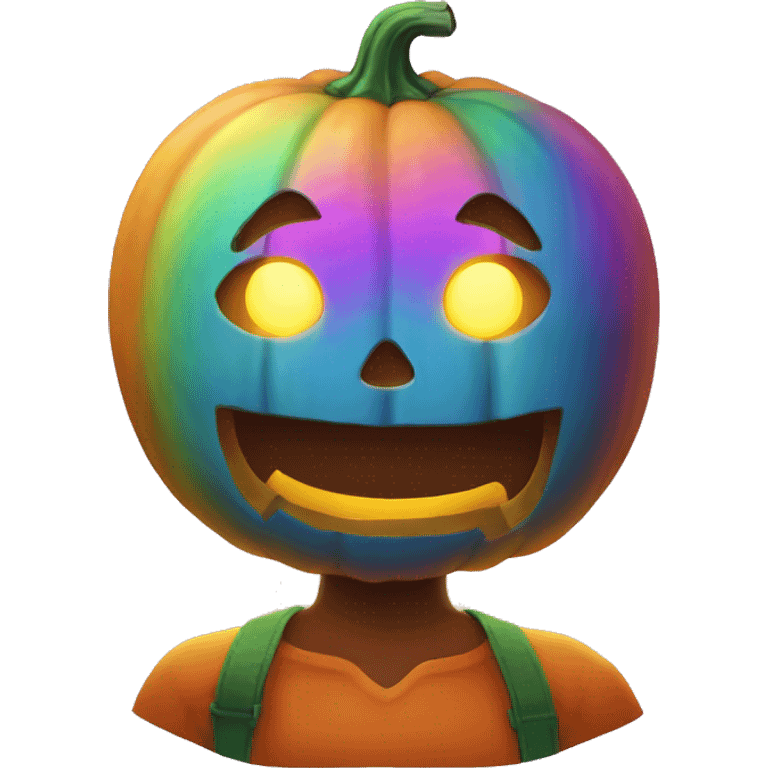 glowing rainbow pumpkin emoji