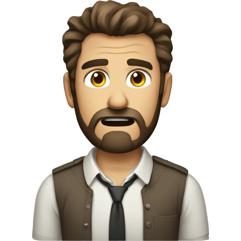 angry man with a beard and short scruffy medium brown hair wearing a buttoned shirt emoji