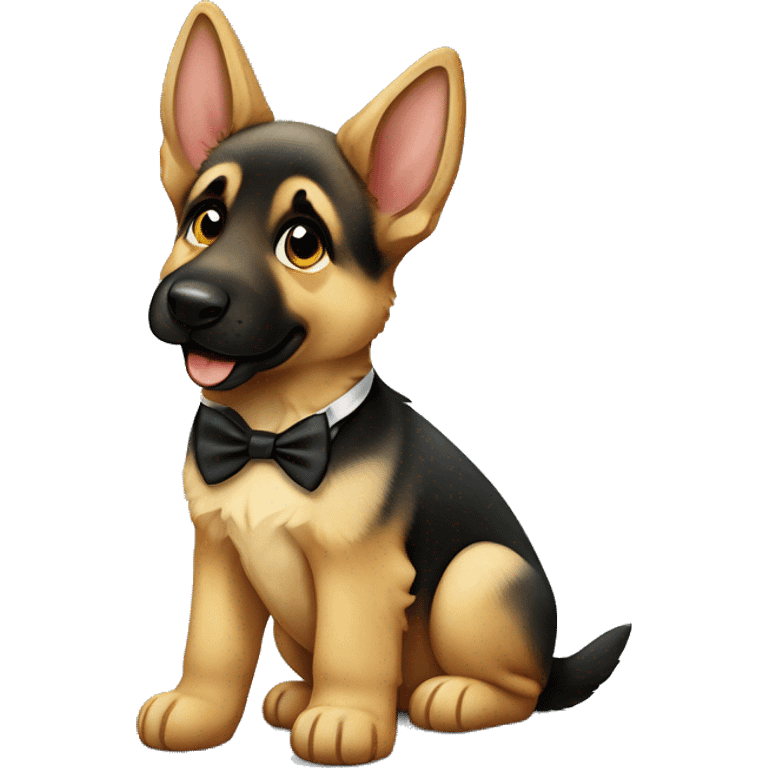 German shepherd puppy wearing a bow tie  emoji