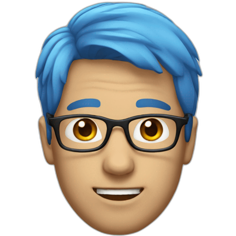 A man with a blue hair and wearing glasses  emoji