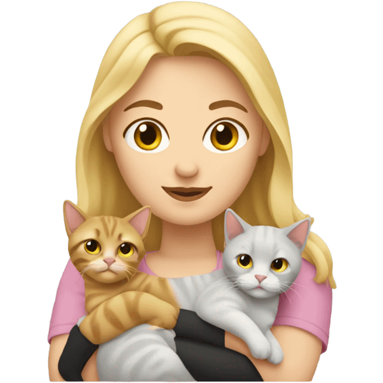 Really Fat blonde woman with 2 cats emoji