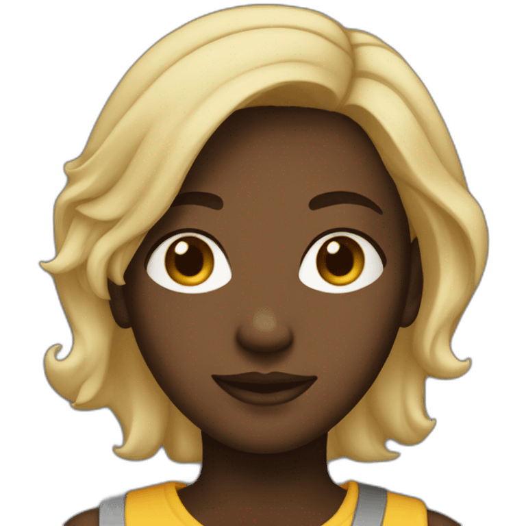 A dark-skinned young adult with half-black, half-blond hair. emoji