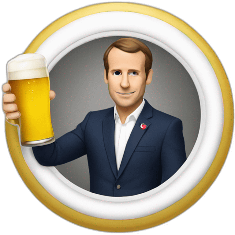 Macron qui bois une bière emoji