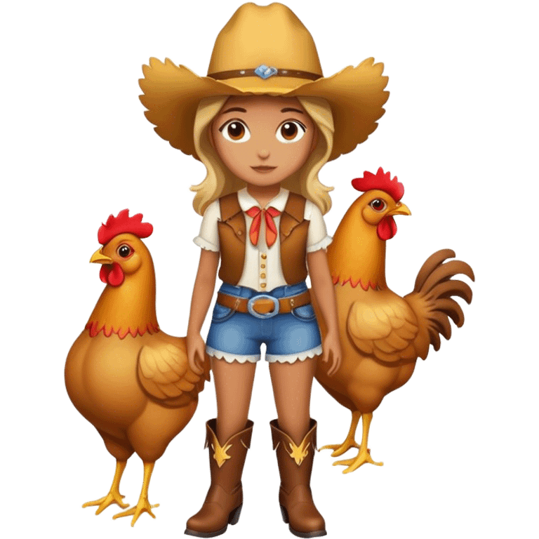 Girl chicken wearing cowboy boots  emoji