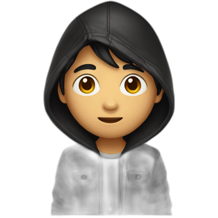 asian boy with leather hoodie emoji