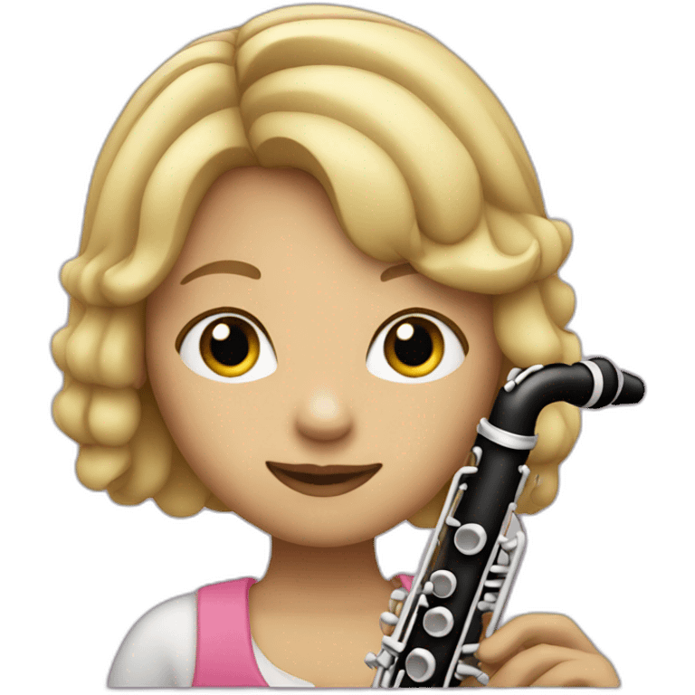 Girl with blond Bob Hair Style play clarinet  emoji