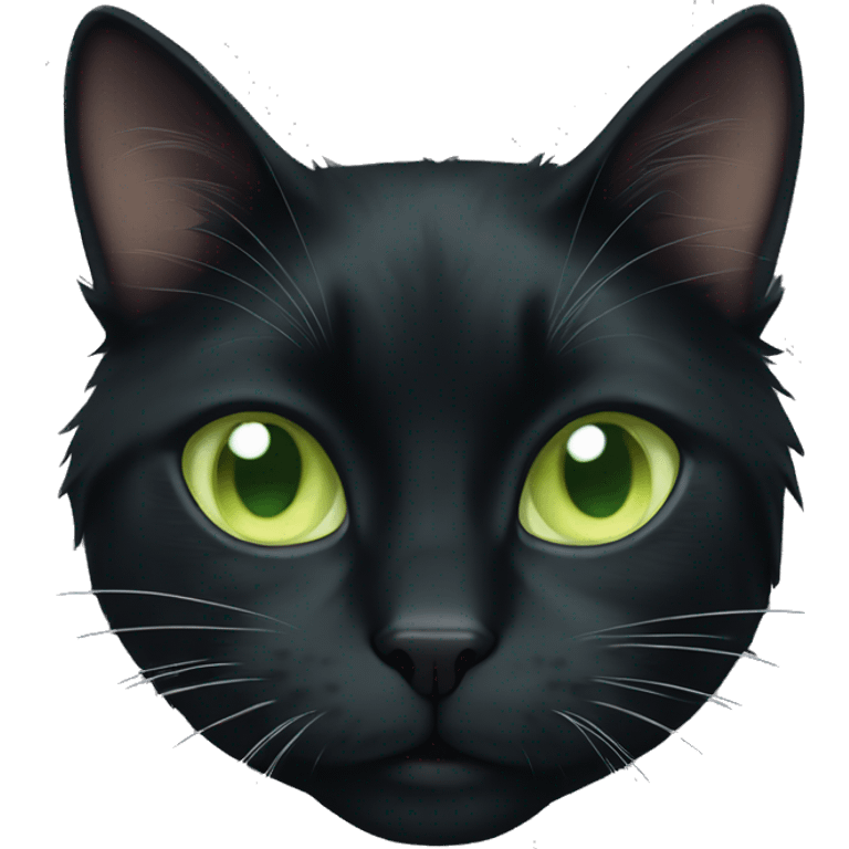 Black long haired cat with light green eyes emoji