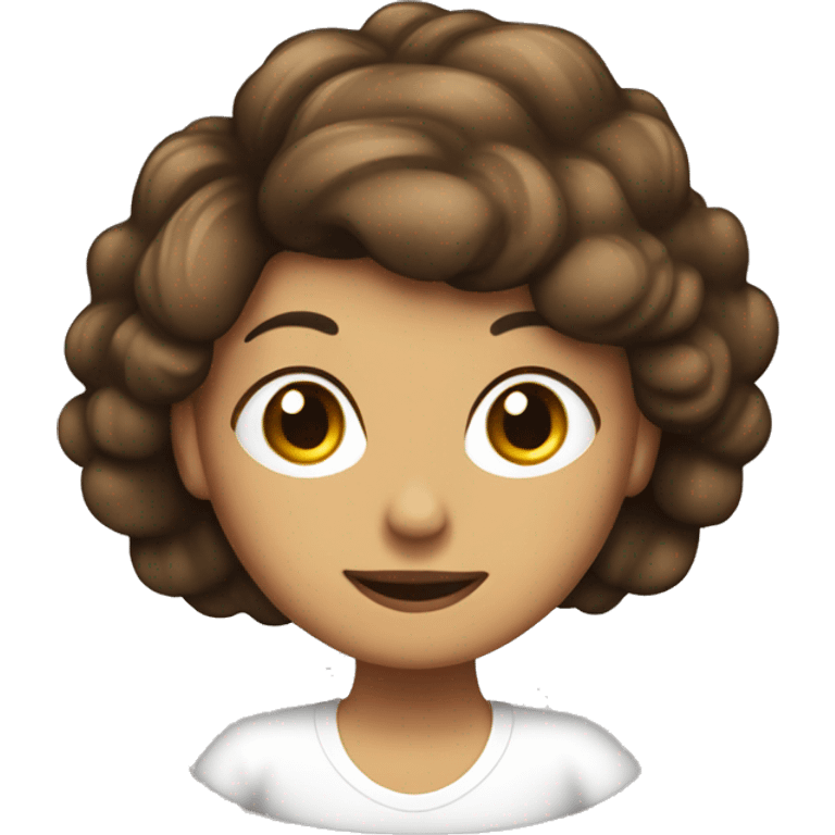 Chica de pelo corto café con piel blanca emoji