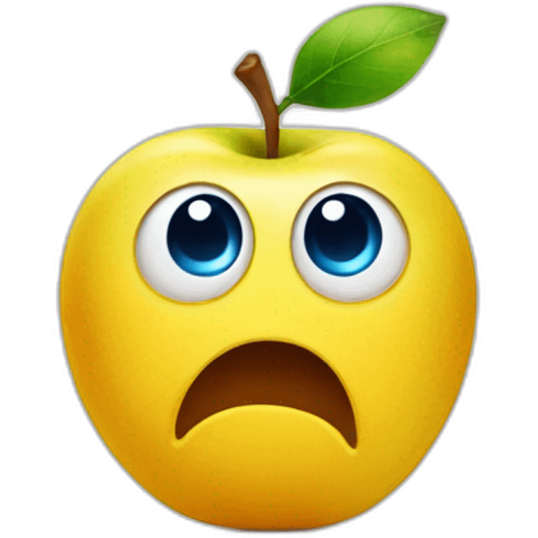 a shocked apple-style yellow emoji with big round eyes, blue sweaty forehead, shocked mouth  emoji