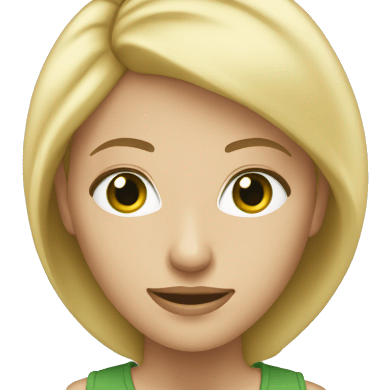 blonde women, age about 45, green eyes . works in Logistic company emoji