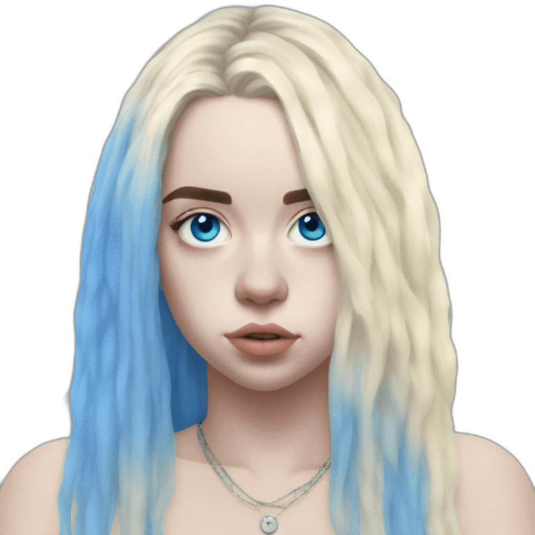 Billie eilish chanteuse cheveux bleu yeux bleu emoji