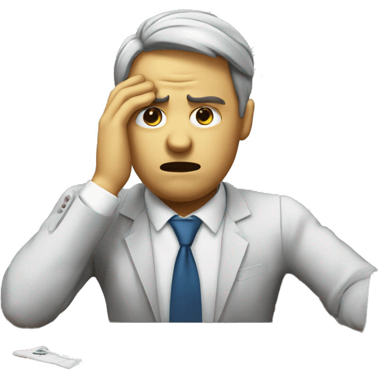 businessman is worried and is sick emoji