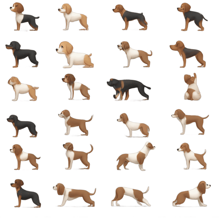 Girl doing yoga with dogs emoji