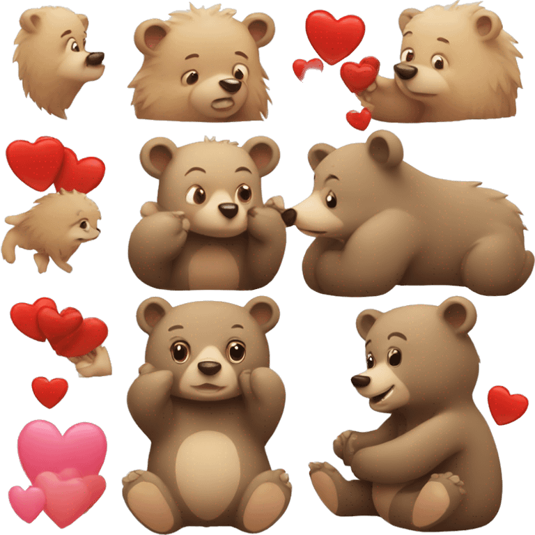 Love bear and love hedgehog emoji