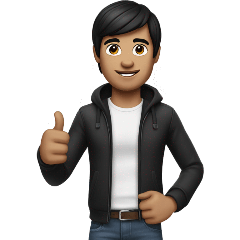 memoji of a black-haired man with white skin, about 25 year old , giving a thumbs up emoji