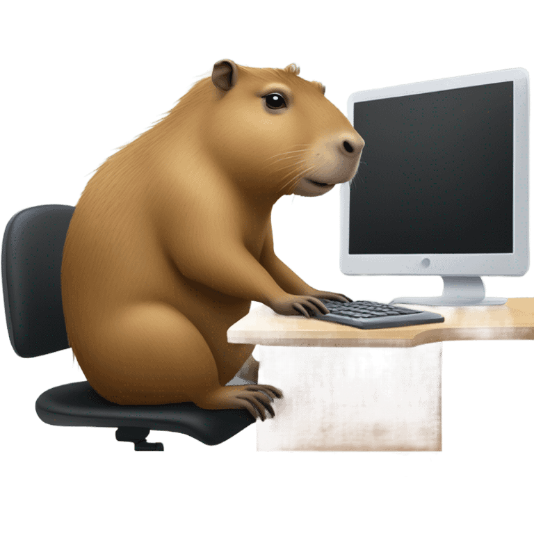 Capybara using computer emoji