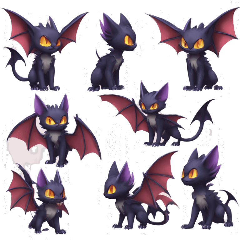 Cool Edgy Bat-Cat-Noivern-Noibat-Litten-Pokémon-Fakémon-hybrid Full Body emoji