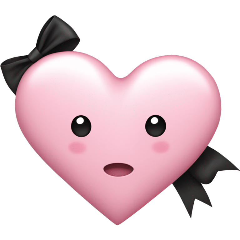 light pink heart with a black bow  emoji