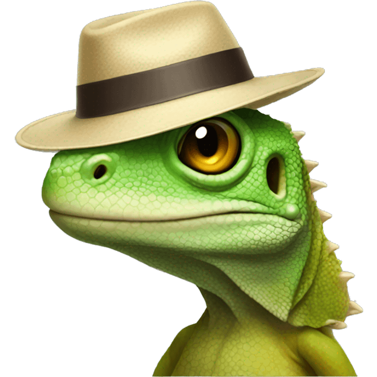 Lizard wearing a hat emoji