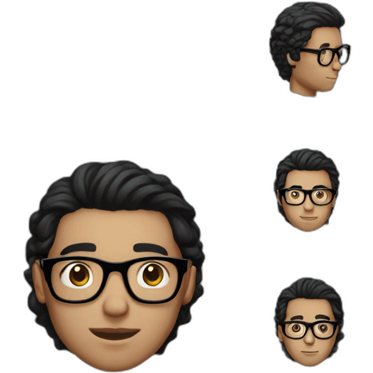 mediterranean guy hipster with glasses soft hair black hair emoji