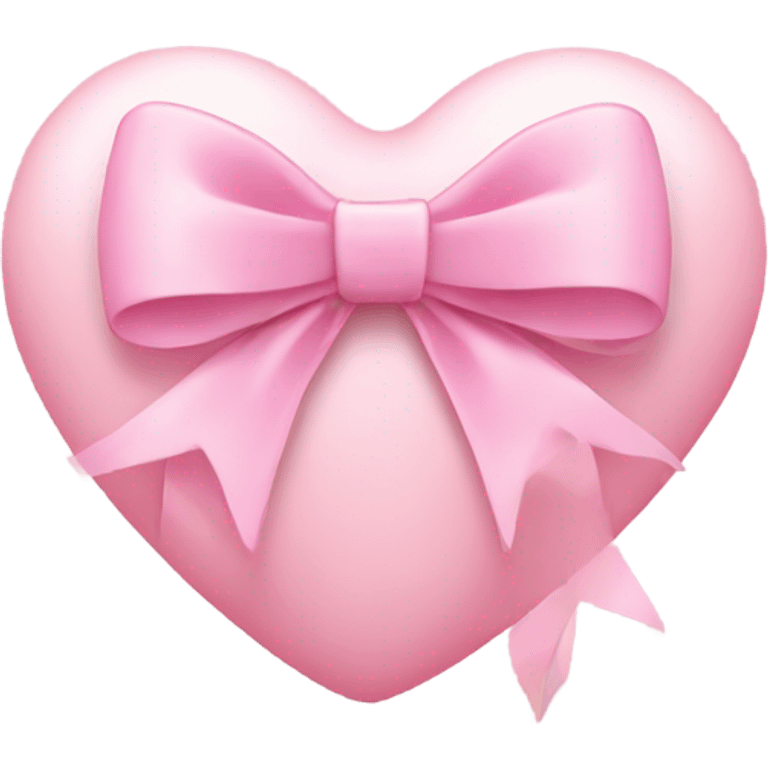  light pink heart with  light pink bow on it emoji