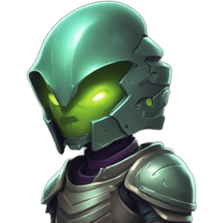 alien character wearing heavy armour futuristic roguelike rpg style inspired by slay the spire emoji