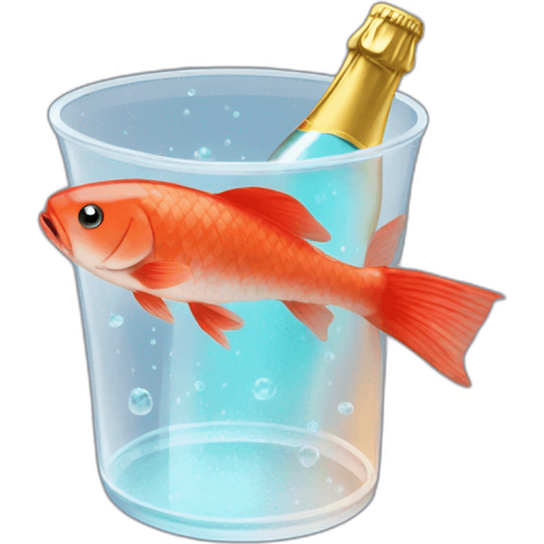 red fish in a big transparent champagne bucket emoji