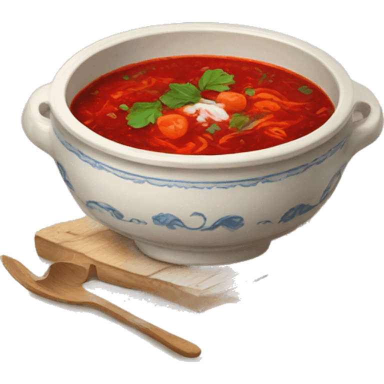 borscht in ukrainian ceramic bowl emoji