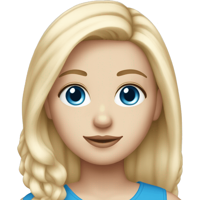 Blonde white girl with blue eyes and blue on tips of her hair emoji